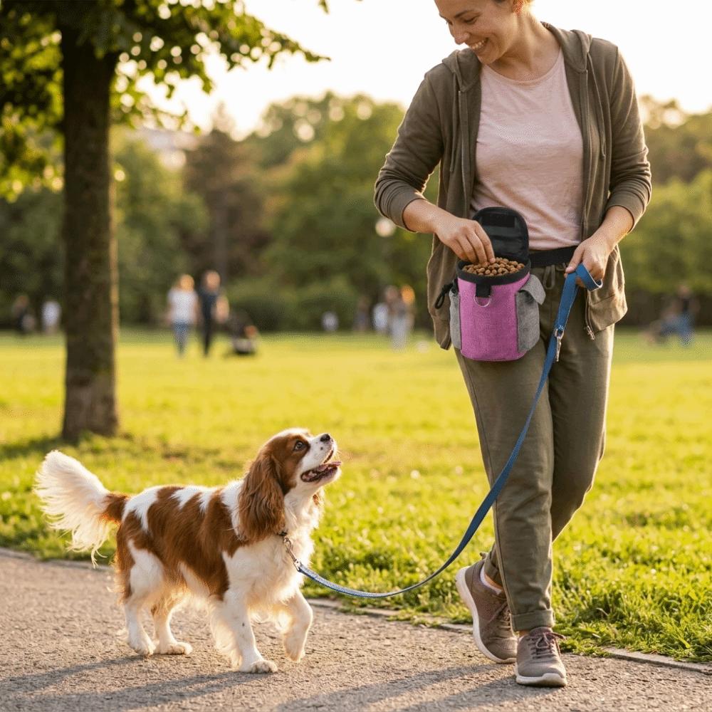 Water Tough Dog Feeding Pouch Adjustable Size Dog Waist Pack Snack Storage Bag  Travel Hiking