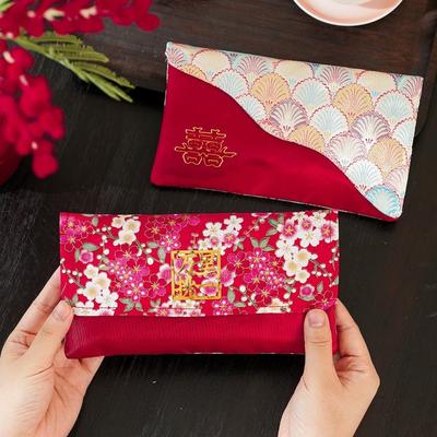 Brocade Cloth Brocade Red Envelope New Year Blessing Words New Year Money Bag  Party Gifts