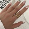 Stainless Steel Open Ring For Women Vintage Ethnic Style Natural Stone Enamel Evil Eye Finger Ring Party Wedding Banquet Jewelry