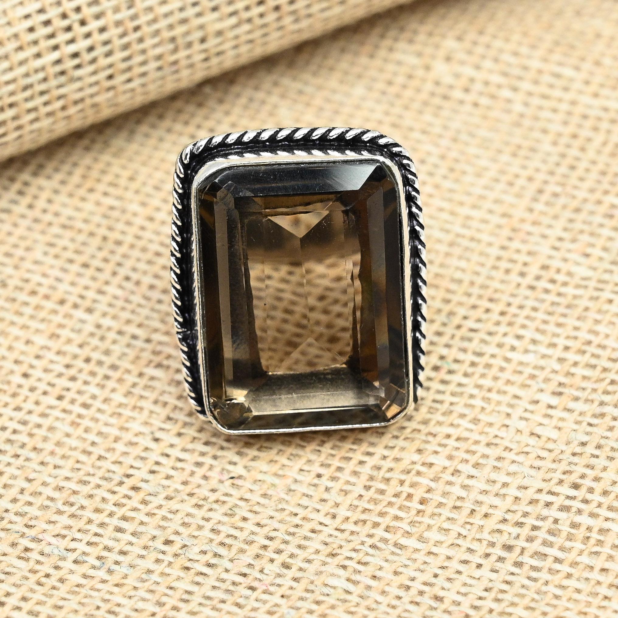 

Удивительный дымчатый топаз, драгоценный камень, кольцо из стерлингового серебра 925 пробы, женские украшения ручной работы, 9.5 коричневый