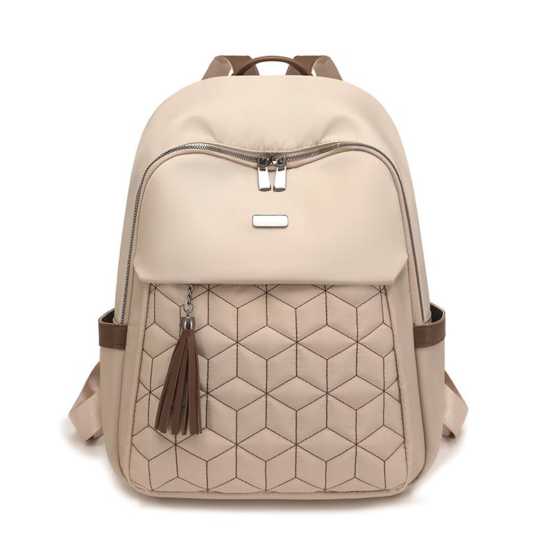 Women s Tassel Backpack Lightweight Water-Repellent Multi-Function Shoulder Bag бежевый