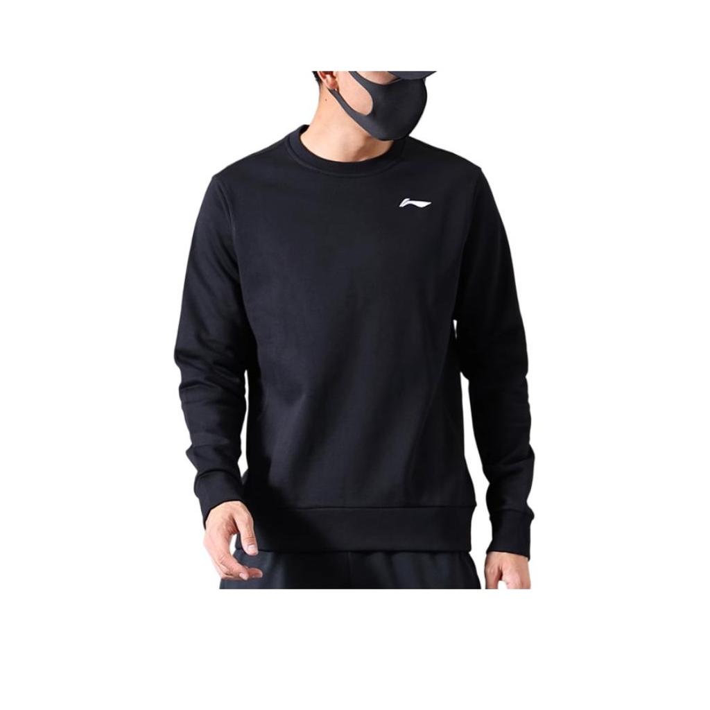 Li Ning Football Series Embroidered Logo Knitted Sports Casual Pullover Sweatshirt Men sweatshirt Black AWDRB41-1