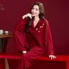 Rotes Hochzeits-Pyjama-Set für Paare - Herbst/Winter Plus Samt mit Rattenjahr-Design