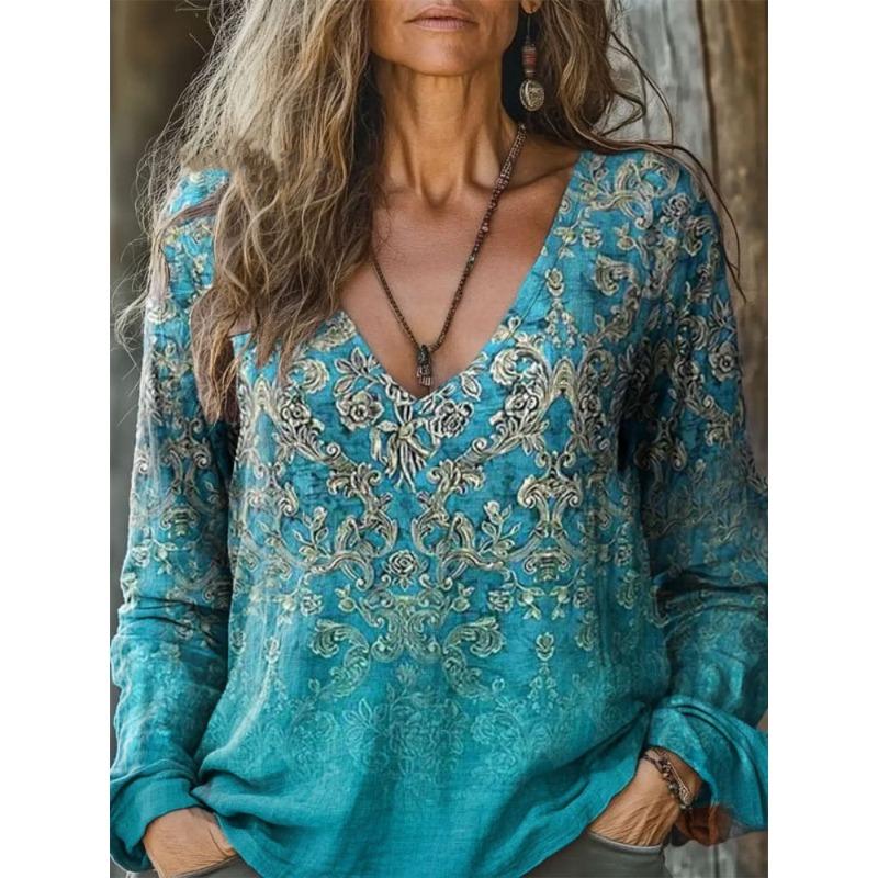 JPNTKY Women's Fashion Casual Long Sleeve V Neck Blouses & Shirts