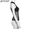BITCED Summer Women's Fashion Sexy O-Neck Sleeveless Mesh Tank Top