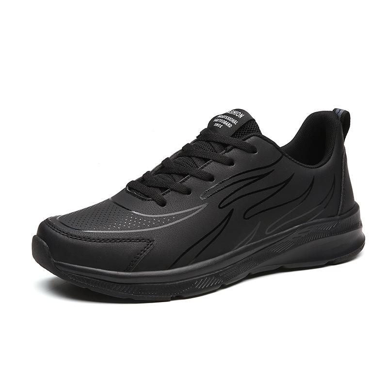New Leather Sneakers Casual Shoes Teen Black Running Shoes