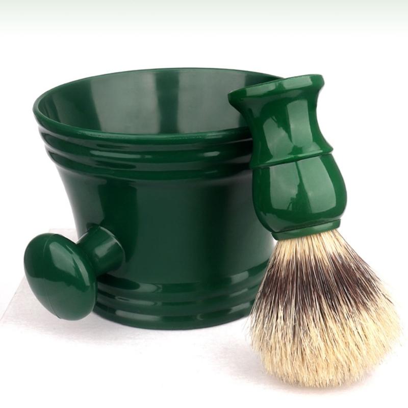 2Pieces Shaving Brush Kit Plastic Shaving Soap Bowl Shaving Lather Bowl with Shaving Brush,Create Rich Shaving Cream