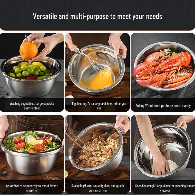 maxcook 304 Stainless Steel Multi-Purpose Bowl Set