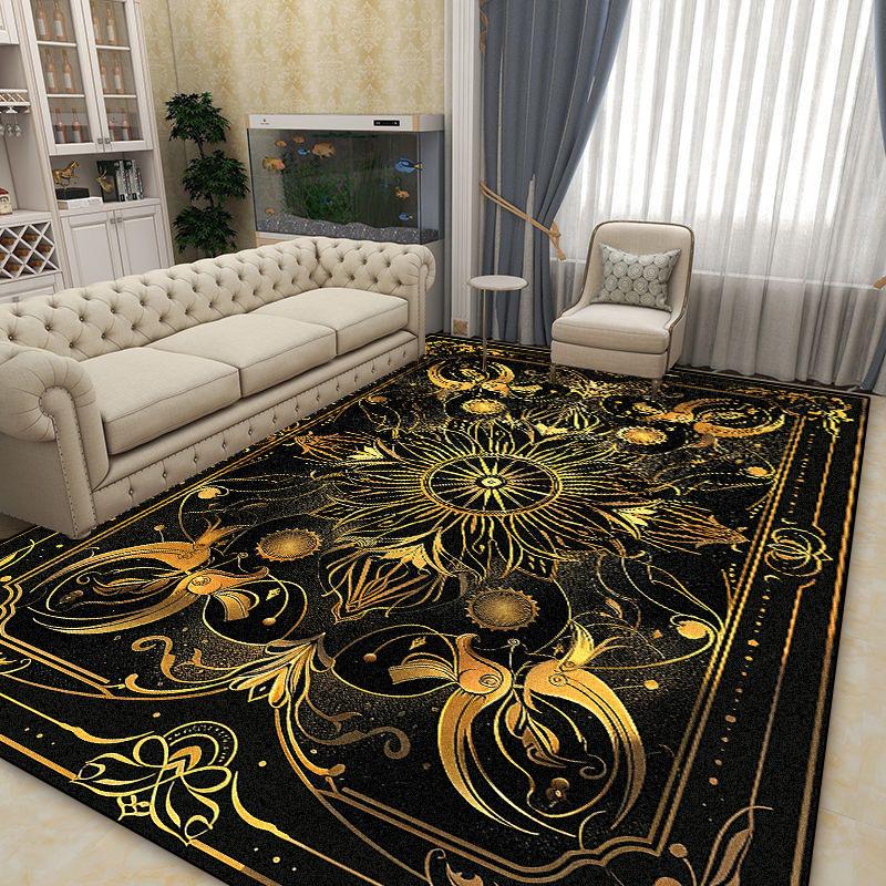 Luxurious Large Area Carpet Living Room Black Gold Decoration Sofa Area Non-slip Floor Mat Home Bedroom Cloakroom Rugs 200x400cm