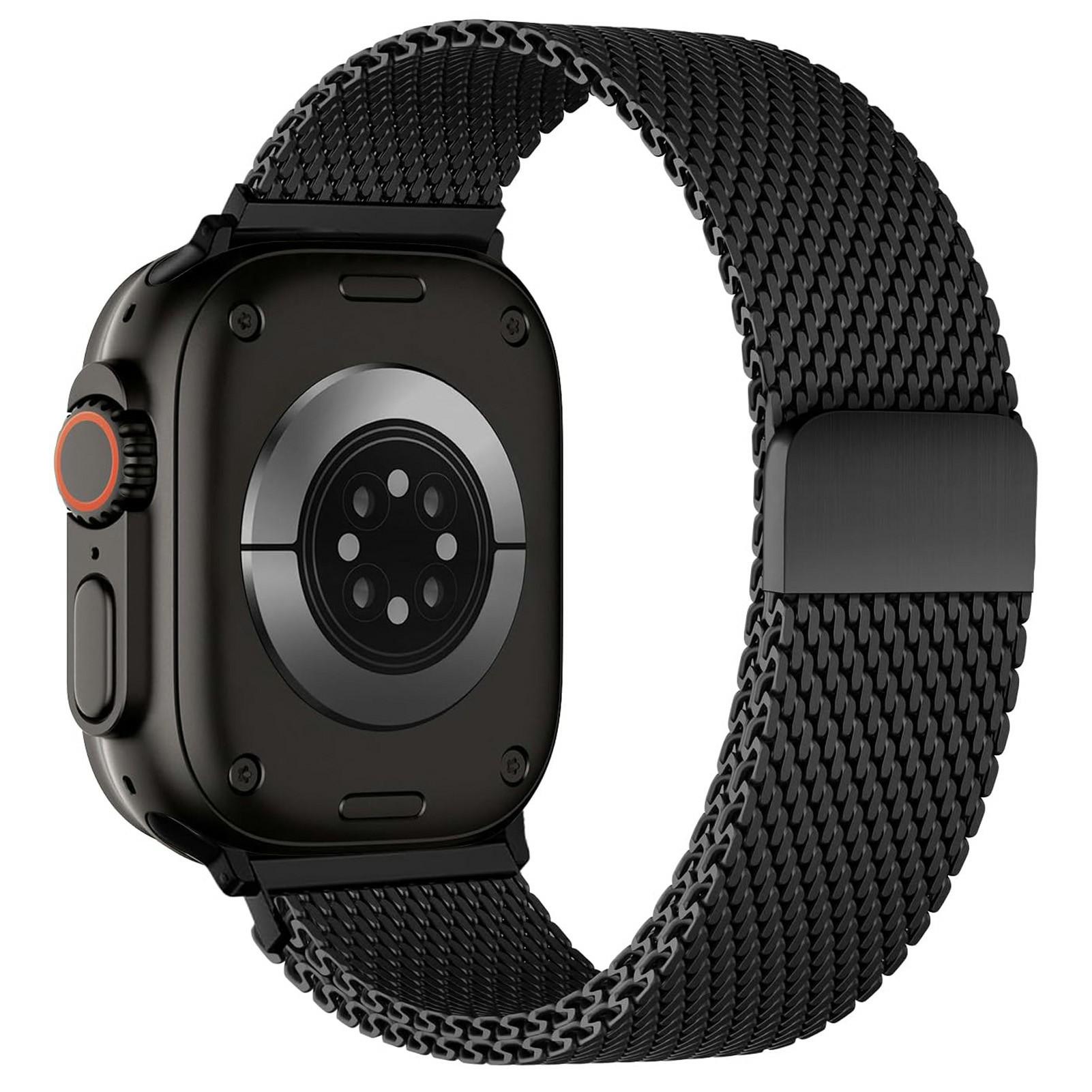 

Thick Mesh Black Strap for Apple Watch Series 10 9 8 7 SE 6 5 4 3 2 1 42mm 41mm 40mm 38mm Milanese Metal Watch Band Magnetic Clasp A