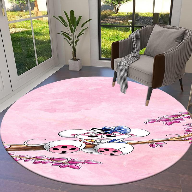 Diddl Round Area Rug,Carpet Rug for Living Room Bedroom Sofa Playroom Decor,Non-slip Floor Mat