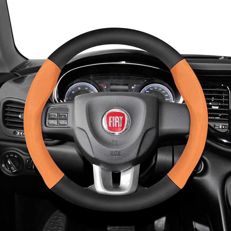 Bpzsw1 Geeignet für Fiat Atmungsaktive Löcher Leder Matt Kohlefaserstruktur Lenkradbezug Geeignet für 500 Grande Punto Evo 169 Ducato Bravo