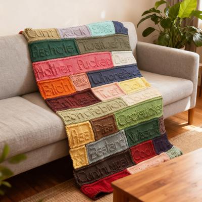 Funny Cuss Word Blanket Handcrafted Colorful Patchwork Blanket Humorous Knit Blanket Soft Throw for Couch Bed