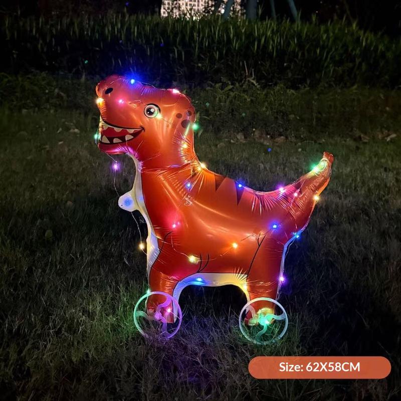 HUAHUAElephant Inspired Standing 4D Glow Foil Balloons with Wheels for Child's Birthday and Baby Shower DecorationsHUAHUA