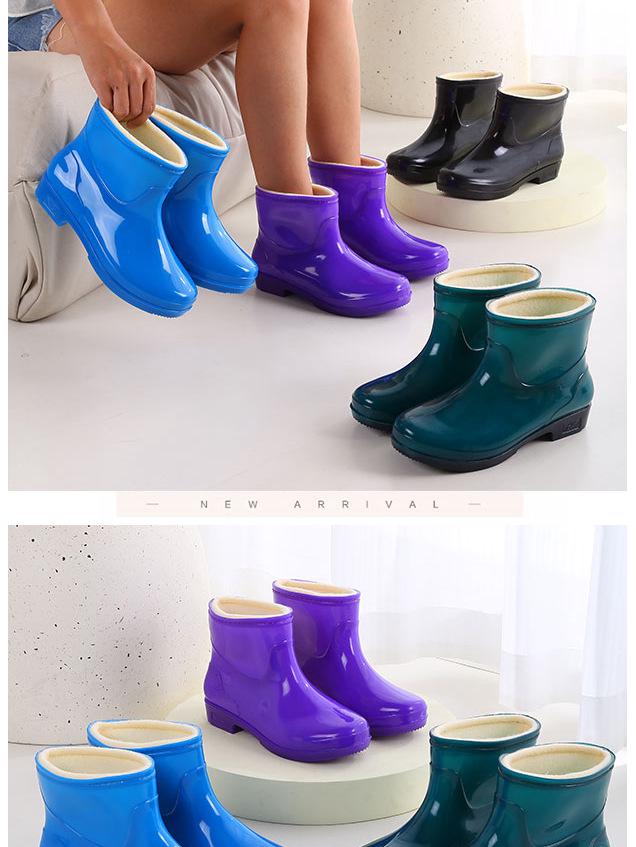 Women's Fleece-Lined Waterproof Rubber Rain Boots with Thick Non-Slip Sole
