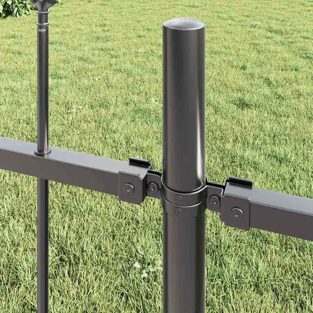 Garden Fence Panel 2 Pcs Gray 3.4 X 0.8 M Powder Coated Steel