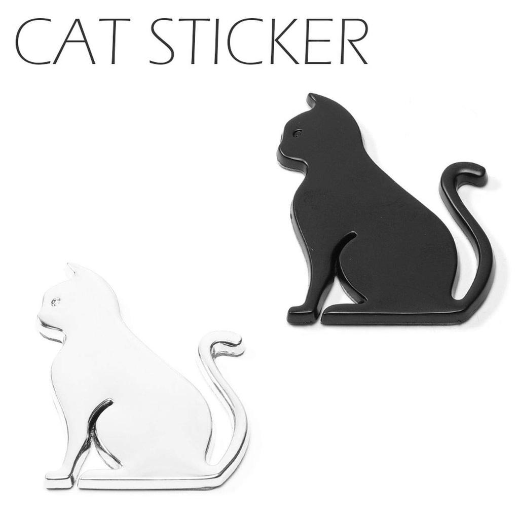 GoodsLand [2color] 3D Cat Sticker Cat Shaped Cute Animal Decal Car Sticker Metal 3D Emblem Logo Sticker Stylish GD-STCAT-SV