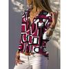 Geo Print Button Front Shirt, Casual Stylish Long Sleeve Shirt For Spring & Fall