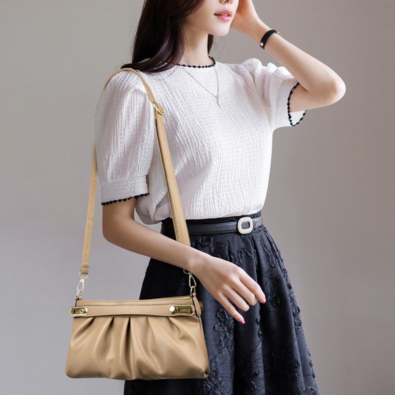 New Women's Soft Leather Handbag Elegant Underarm Single Shoulder Banquet Bag Women's Leather Single Shoulder Bag