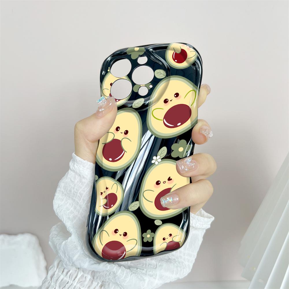 Kreslený vzor krémová textura pouzdro vlnitý okraj měkký silikonový kryt pouzdro na telefon pro iPhone Samsung Huawei Honor Xiaomi Redmi Infinix Tecno