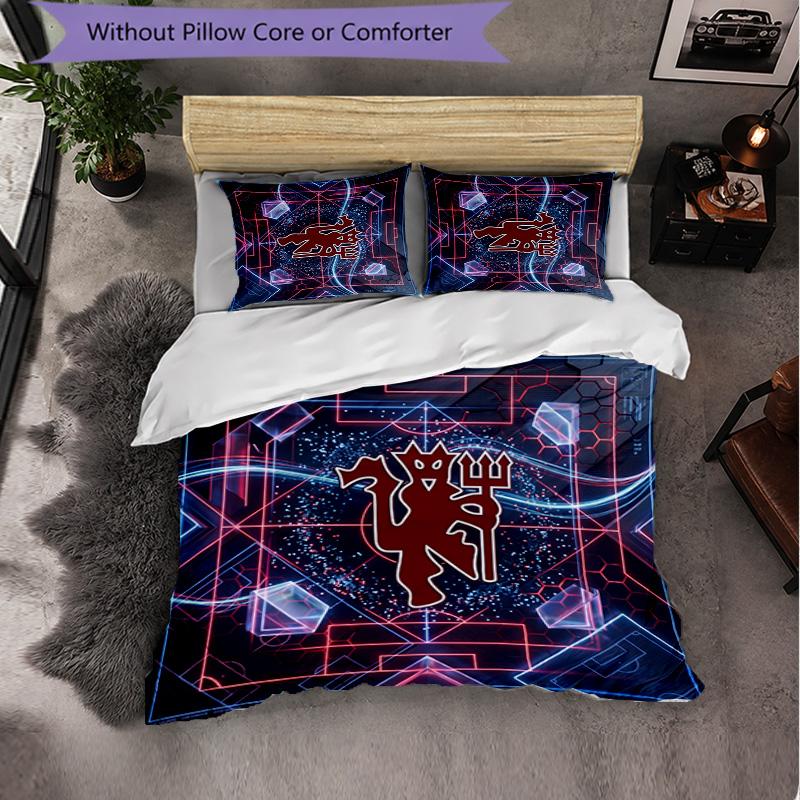 Set Lenzuola Manchester United Modello 3 Pezzi Morbida Copripiumino in Microfibra con Federe per Camera da Letto