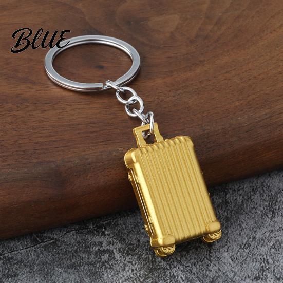 Cute Backpack Accessory Mini Suitcase Keychain Metal Luggage Bag Charm with Rolling Trolley Case Pendant Wheels Travel Themed Accessories Gift for