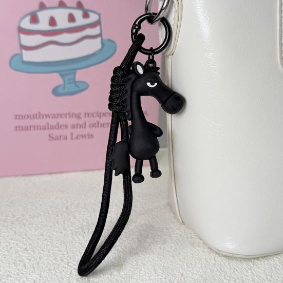 Cooler Pferde-Anhänger Schlüsselanhänger Niedlicher Pferde-Schlüsselanhänger mit Lanyard Cartoon-Anhänger für Handtaschen Tier-Schlüsselanhänger Glücksbringer