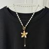 Imitation Pearl Choker Necklace Women Flower Pendant Aesthetics Jewelry Gift