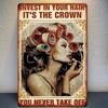 Tikbrian Retro Iron Tin Sign Invest In Your Hair It Is The Crown Vintage Metal Wall Decor 8x12 Inch Rustic Home Decoration