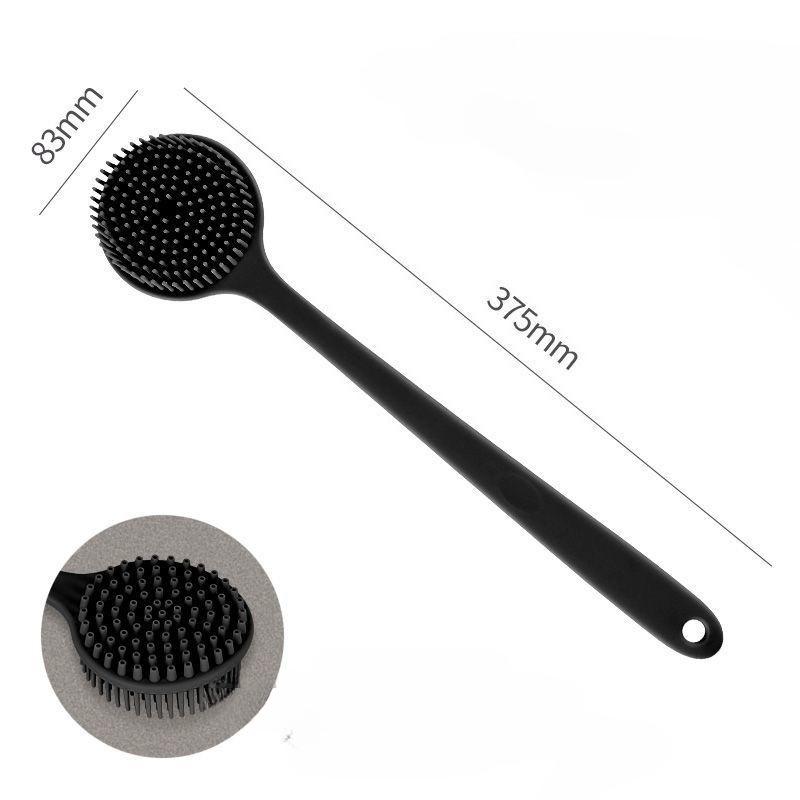 Silicone Back Scrub Brush Shower Long Handle for Deep Body Cleaning and Exfoliating Massage, Comfortable On Both  Sides