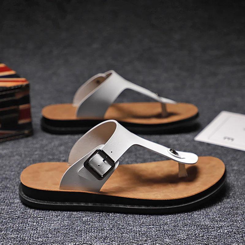 Fashion New Design Men's Sandals Summer Anti Slip Beach Shoes Handmade Male Slippers New Flip-flops Casual Outwear Men Half Drag Sandals