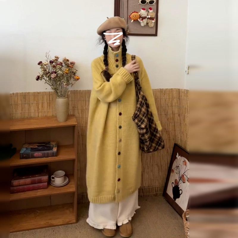 

Autumn 2025 Women s Petite Yellow High Neck Knitted Long Dress One Size жёлтый