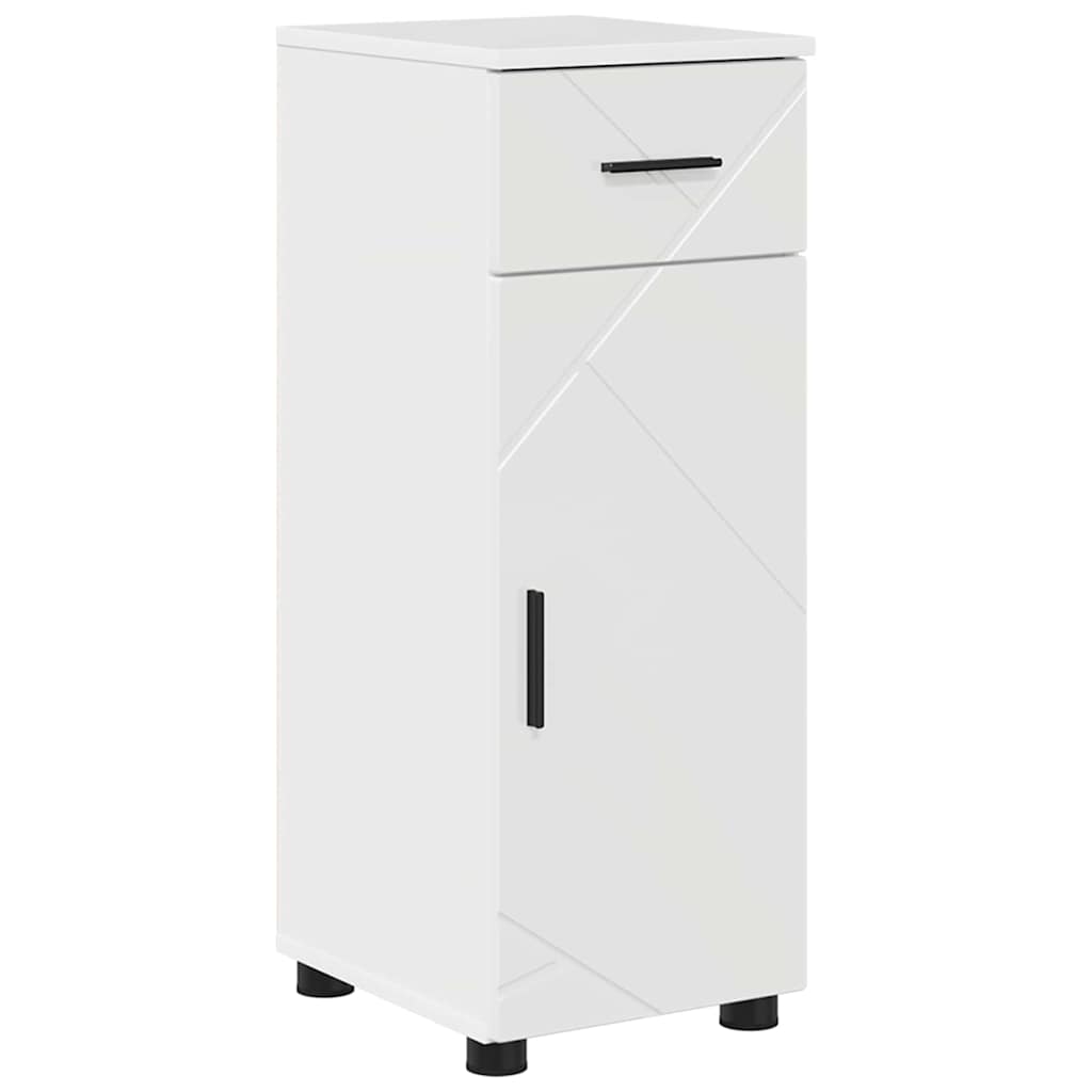 Bathroom Furniture Set 4 Pcs High Gloss White Plywood and Metal