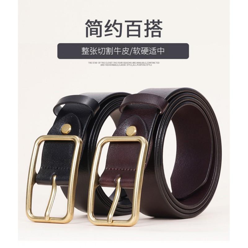 Womens Genuine Leather Belt With Pin Buckle Slim Fit Waist Cincher Jeans Casual Pants Vintage Minimalist Style