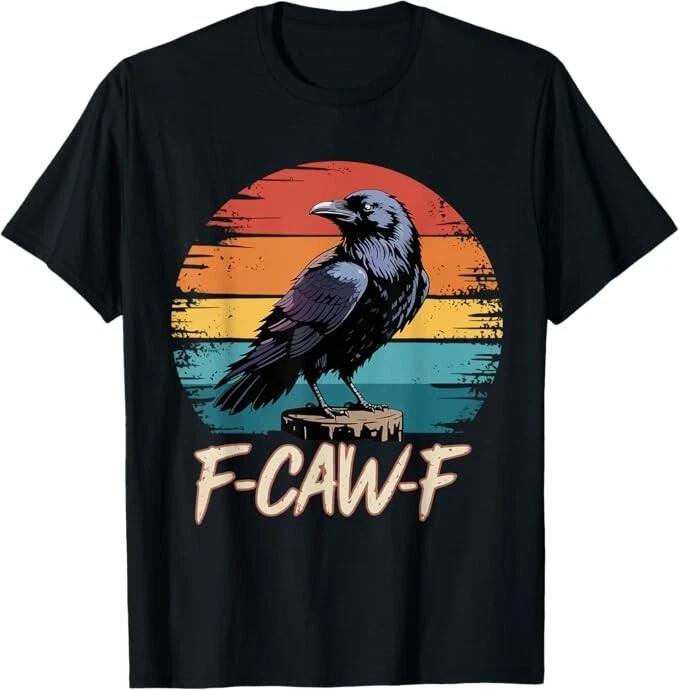 Retro F-Caw-F Black Bird Crow Funny Crow Bird Cawing Grunge T-Shirt 3XL