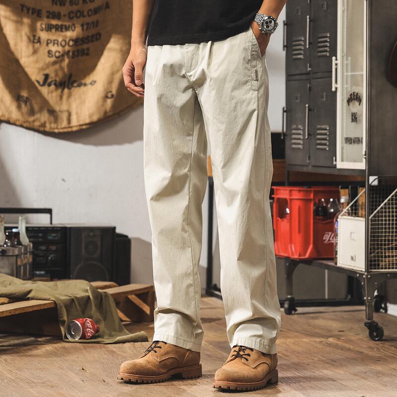 Jieleinuo Men s American Retro Summer Loose Fit Straight Leg Casual Pants L