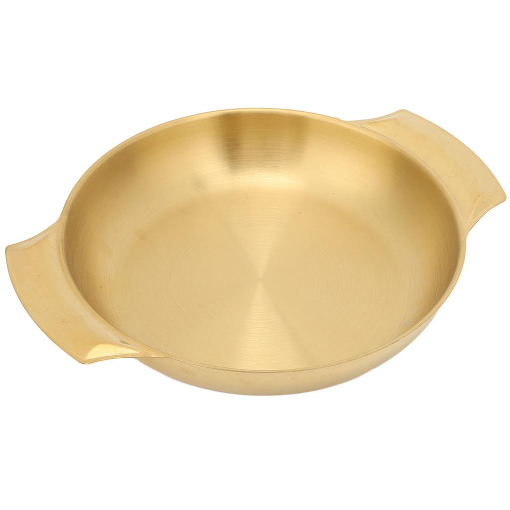 Paella-Pfanne aus Edelstahl Leichte Reinigung Gleichmäßige Erwärmung Topf mit Doppelohren Flachboden-Bratpfanne