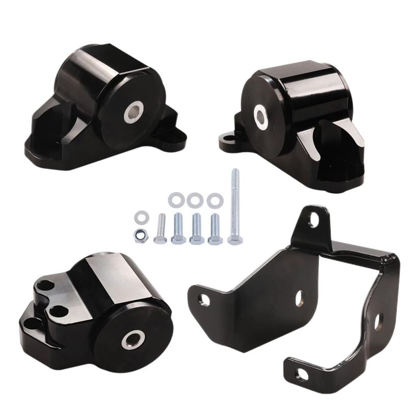 Black 3 Bolts Engine Motor Mount Bracket kit For Honda Civic EK B16 B18 B20 B & D Series 96-00 Aluminum BILEET