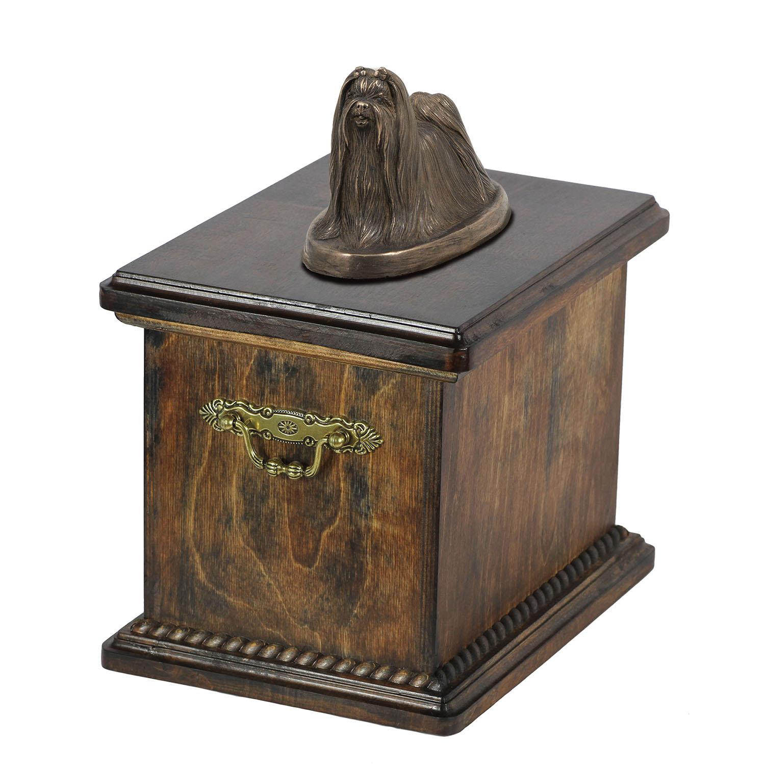 

Maltese - urn for the ashes of a dog, urn with a statuette, elegant urn in the classic style of the Art-Dog brand коричневий