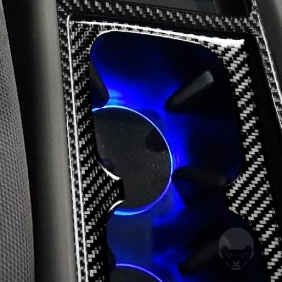 2Pcs For Honda Civic 2006-11 Carbon Fiber Interior Water Cupholder Cover Trim