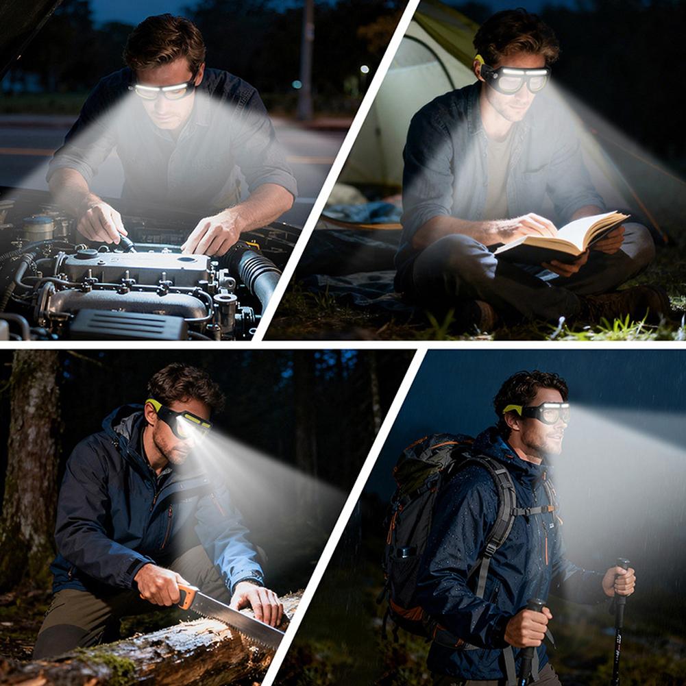 Motion Sensor Rechargeable LED Safety Glasses Headlight Multifunctional Headlamp For Outdoor Working Riding Night Fishing