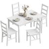 5-Piece Dining Set for 4 People, Rectangular Dining Table and Chairs Made of Solid Wood, for Small Spaces, White