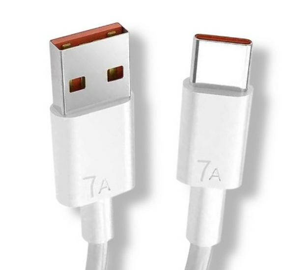 

120W Fast Charging Elbow Data Cable for Android Devices - Compatible with Huawei, Vivo, Oppo, Meizu, and Redmi 6A PVC White [Straight Type-C]