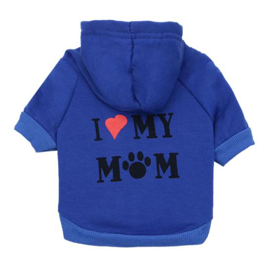 Pet Dog Short Sleeve Hooded T-Shirt I Love My Mom Letter Print Puppy Hoodies
