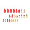 Wearing Nail Polish Matte Red Yellow Jumping Color Small Flower Fake Wholesale Mid Length Nails