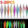 5-20pcs Luminous Squid Jigs Luminous Squid Hook Cuttlefish Attracting Lure Double Hook Squid Jigs Lure Luminous Wood Shrimp Lure