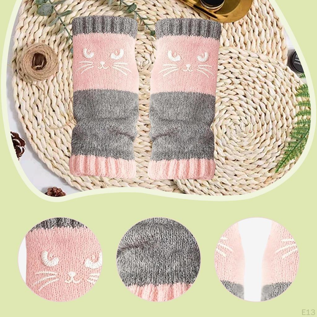 Fingerless Gloves Cold Weather Fashion Wrist Warmer Knit Sleeves for Women