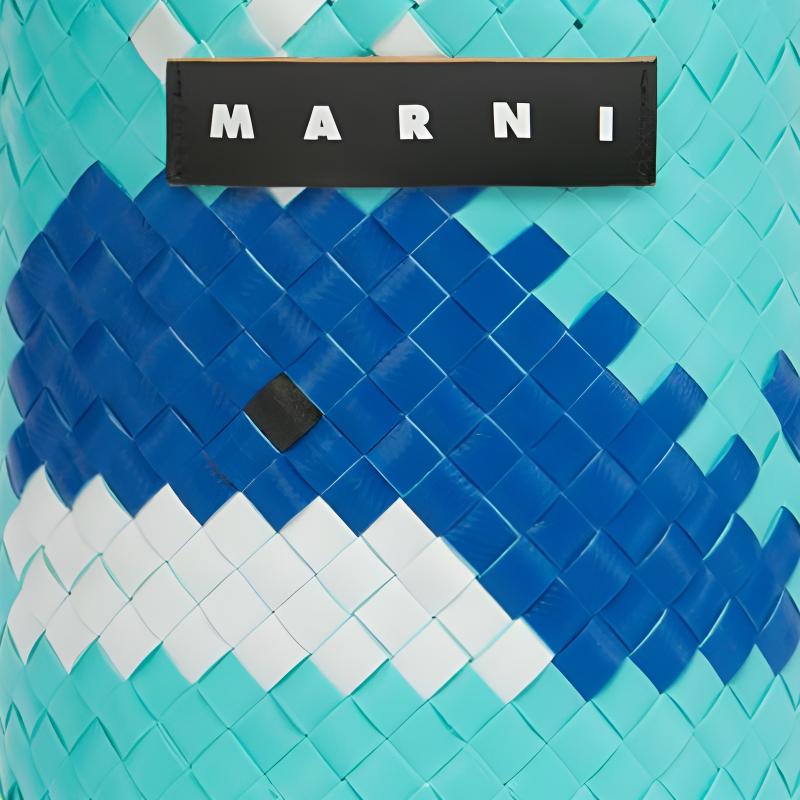 Marni Market Letter Patch Whale Pattern Polypropylene And Leather Bucket Bag Women Handbags Light-Blue SHMH0123A1RF081JQC57