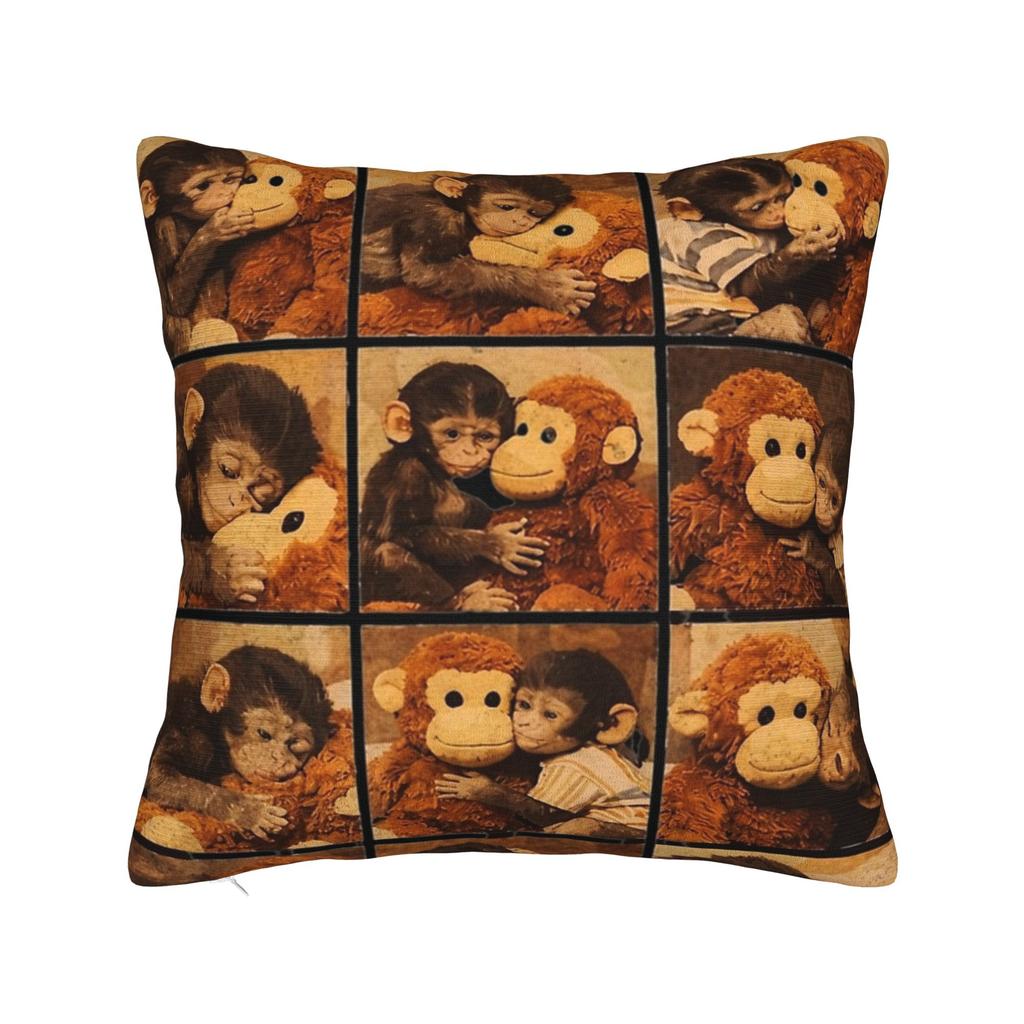 Baby Monkey Punch Pillowcase Soft Fabric Cushion Cover Decorations Pillow Case Cover Home Square 18''