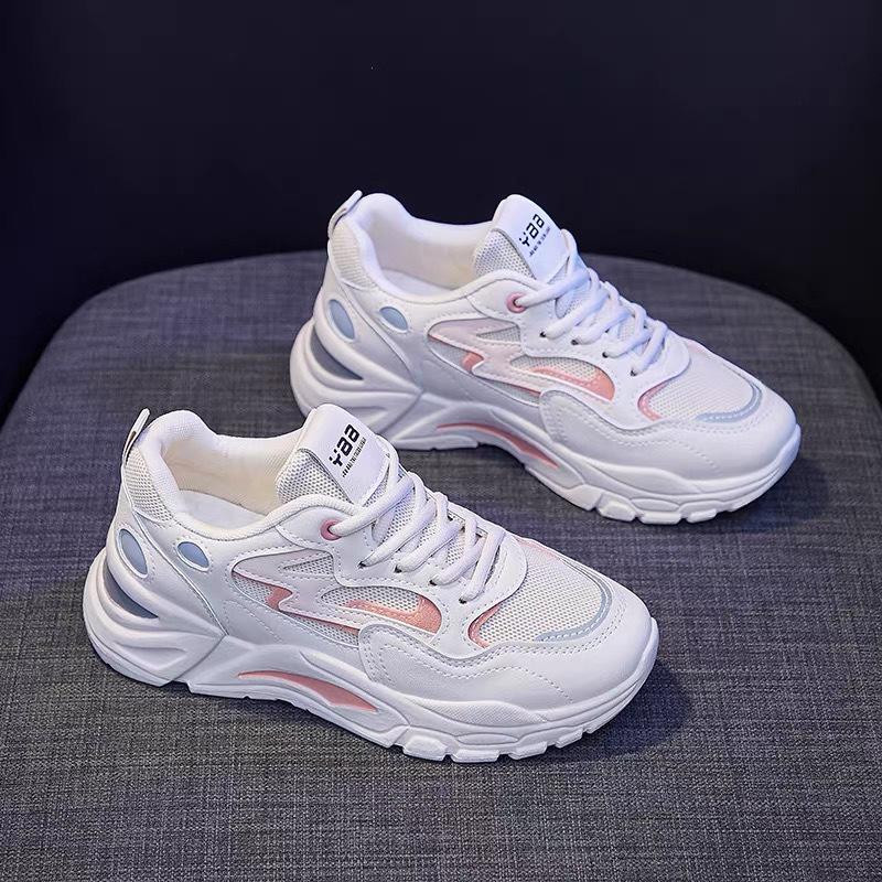 Women's Summer Mesh Sneakers: Breathable, Korean Style, Thick-Soled White Casual Dad Shoes